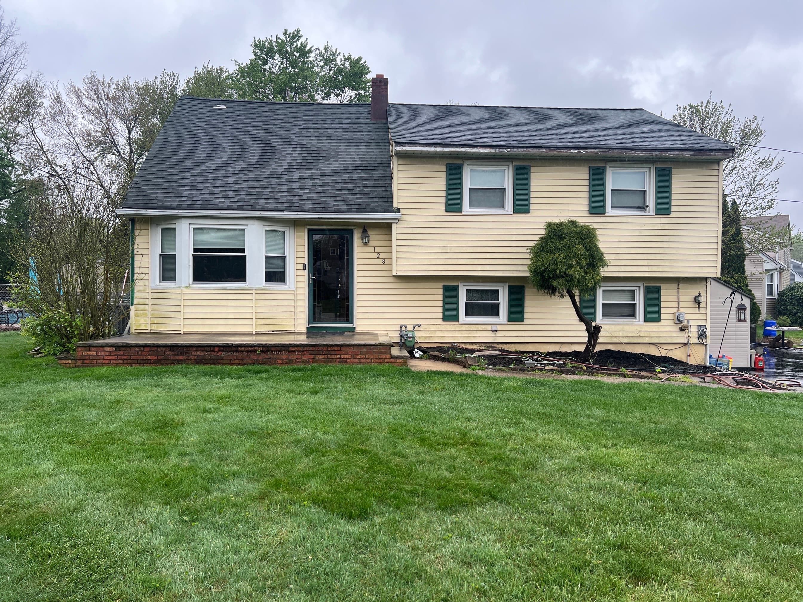 Home with brand new roof installation