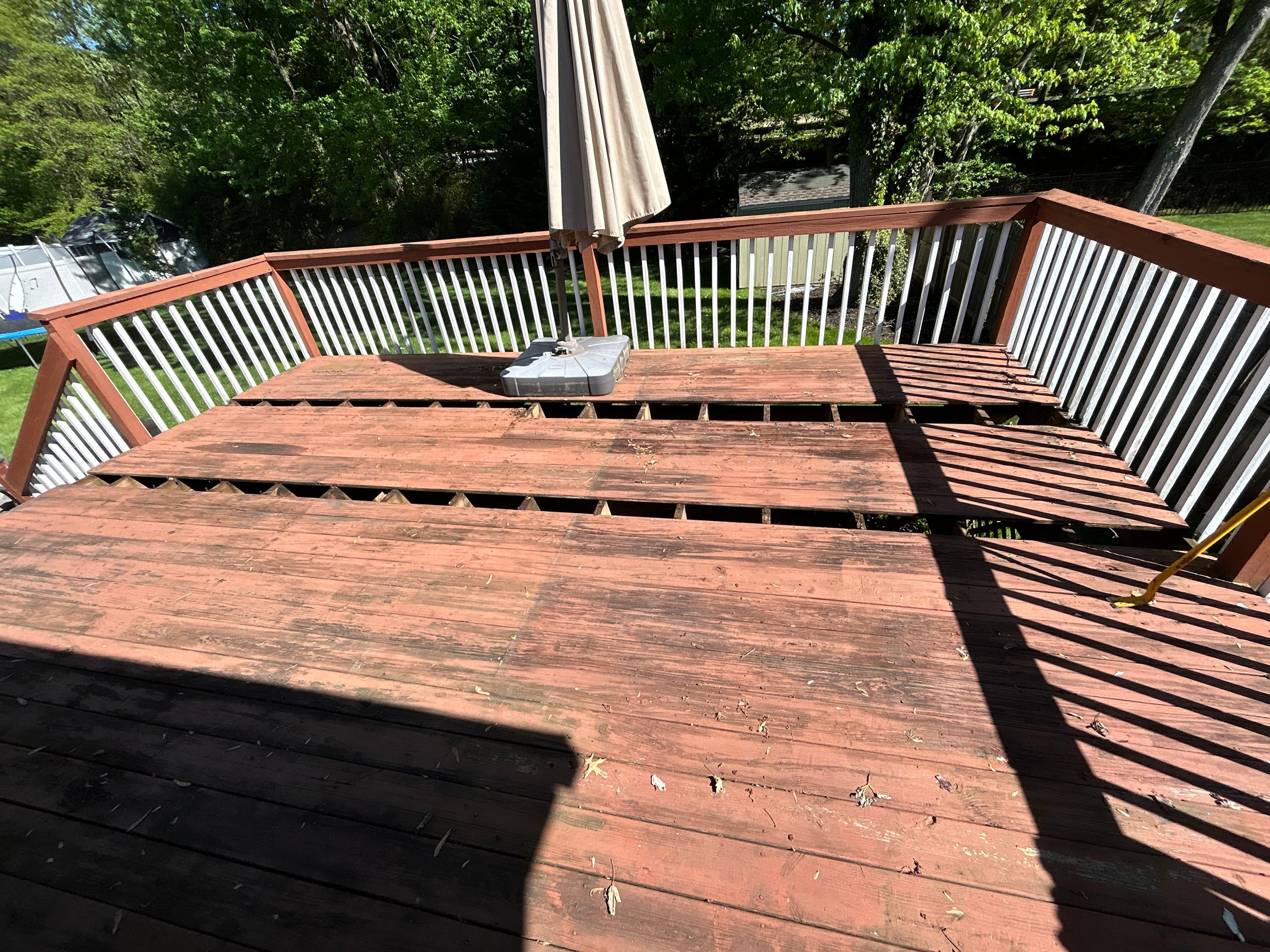 Deck board replacement in progress