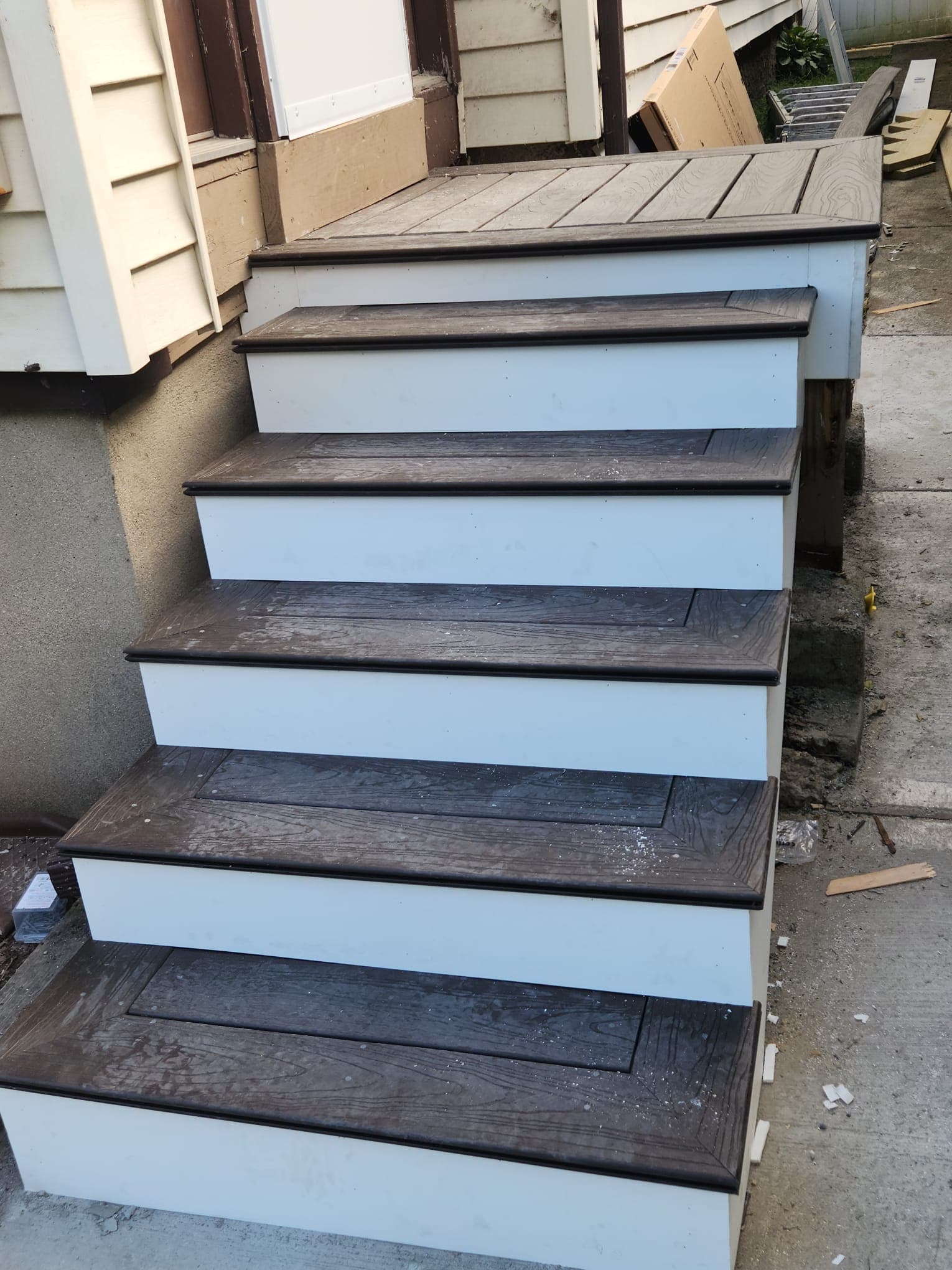 Composite deck stairs completed